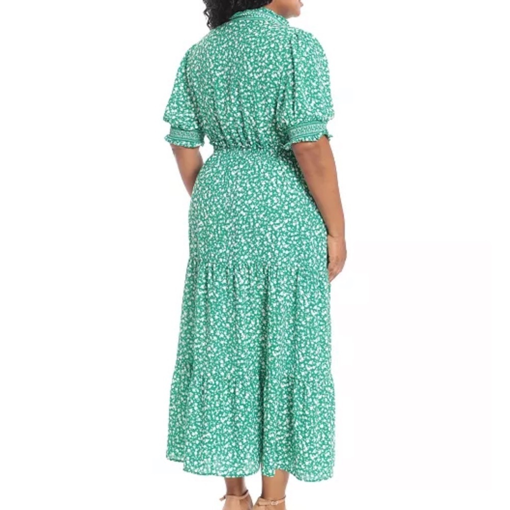 Adorne Floral Tiered Maxi Dress Size 22W Green Cottagecore Prairie Modest - Picture 5 of 14